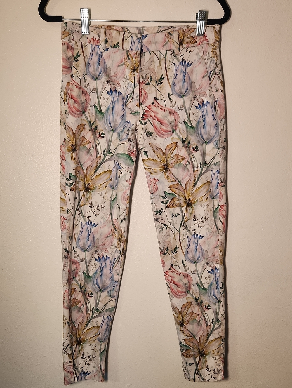 H&M Pastel Floral Slim Pants - Green, Blue, Pink